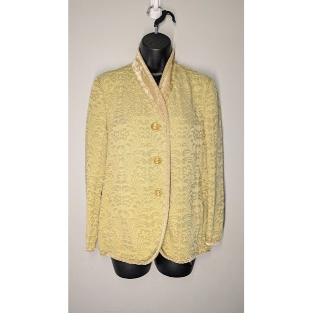 J. Jill Green Silk & Velvet Woven Tapestry Blazer Jacket SZ Small Petite
